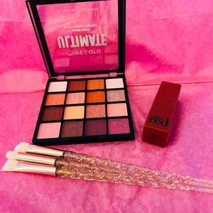 5 piece Makeup set with brushes, lipstick, and eye shadow palette